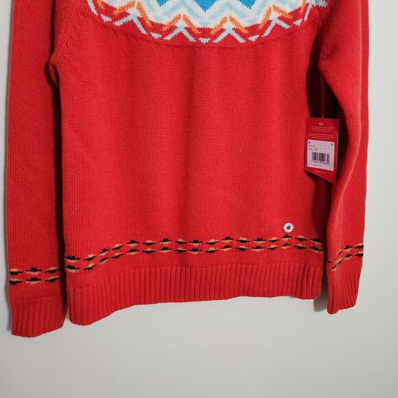 Kari Traa NWT redish orange wool blend fair isle crewneck sweater womans size S - Picture 6 of 12